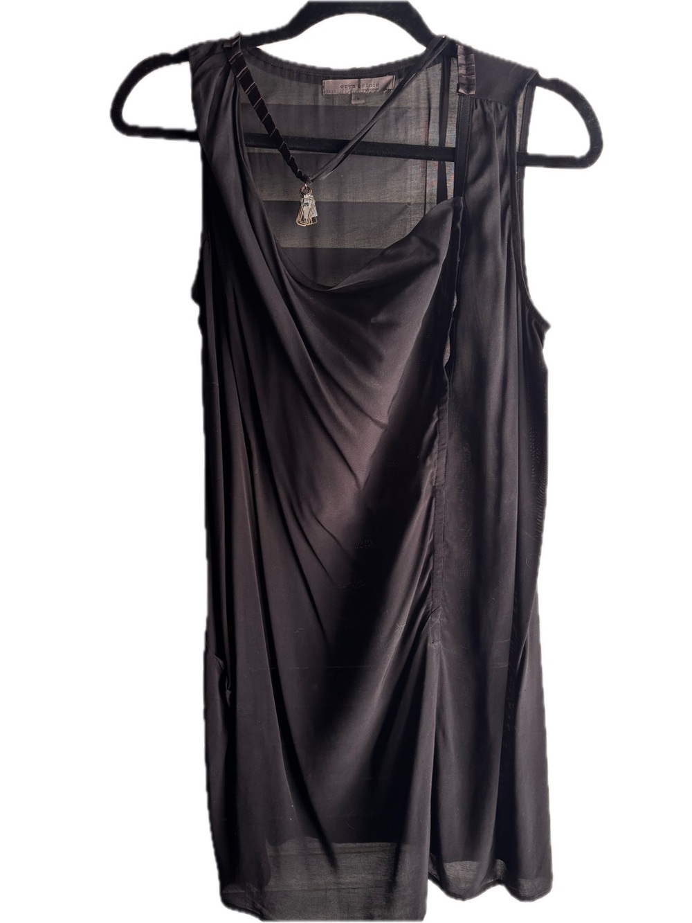 Eryn Brinie - Sleeveless Black Draped Tunic Top